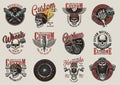 Vintage colorful motorcycle emblems