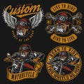 Vintage colorful motorcycle labels set Royalty Free Stock Photo