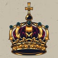 Vintage colorful ornate royal crown concept