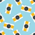 Vintage colorful photo cameras seamless pattern. Vector Royalty Free Stock Photo