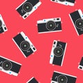 Vintage colorful photo cameras seamless pattern. Vector Royalty Free Stock Photo