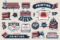 Vintage colorful screen printing elements set