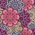 Vintage colorful seamless oriental mandala pattern