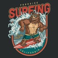 Vintage Colorful Surfing Emblem