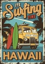 Vintage colorful surfing poster