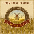 Vintage colorful wheat harvest label