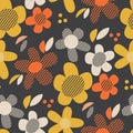 Vintage colors geometric floral seamless pattern. Royalty Free Stock Photo