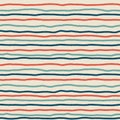 Vintage colour hand drawn horizontal stripes grunge brush pattern seamless