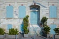 Colourful blue vintage door and window Royalty Free Stock Photo