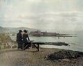 1901 Vintage Photo of Victorian Ladies in Castle Grounds, Aberystwyth, Wales, UK Royalty Free Stock Photo