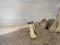 1901 Vintage Photo of Victorian Ladies on Beach, Aberystwyth, Wales, UK