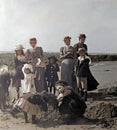 1901 Vintage Photo of Holidaying Victorian Family on Beach, Aberystwyth, Wales, UK