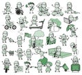 Vintage Comic Army Man Characters - Set of Concepts Vector illustrations