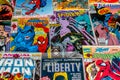 Vintage comic book collection showing comic book covers