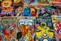 Vintage comic book collection showing comic book covers