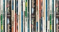 Vintage comic books collection stacked in a pile creates colorful background texture with old worn and faded paper pages Royalty Free Stock Photo