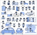 Vintage Comic Indian Man - Set of Concepts Vector illustrations