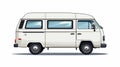 Vintage Comic Style White Van On White Background