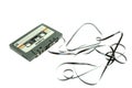 Vintage compact cassette tape on white background, Close up set of old audio tapes Royalty Free Stock Photo