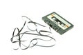 Vintage compact cassette tape on white background, Close up set of old audio tapes Royalty Free Stock Photo