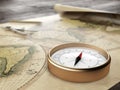 Vintage Compass On An Ancient World Map