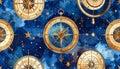Vintage Compass Celestial Navigation Background Royalty Free Stock Photo