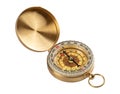 vintage compass in gold case isolated on white background Royalty Free Stock Photo