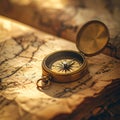 Vintage Compass Guiding the Way on an Old Map Royalty Free Stock Photo