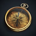 Vintage compass isolated on black background 3d Royalty Free Stock Photo