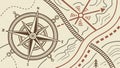 Vintage Compass Map: Exploration Adventure Nautical Chart, vector design Generative AI Royalty Free Stock Photo