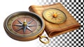 Vintage compass map navigation exploration adventure tool png transparent image Generative AI