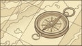 Vintage Compass on Old Map for Exploration, vector design Generative AI Royalty Free Stock Photo