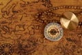 Vintage compass on old map - Explore the world-travel concept Royalty Free Stock Photo