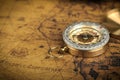 Vintage compass on old map - Explore the world-travel concept Royalty Free Stock Photo