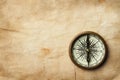 Vintage compass on old paper with copy space Royalty Free Stock Photo