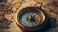 Vintage compass on an old world map Royalty Free Stock Photo