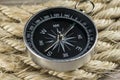 Vintage compass on rope