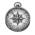 Vintage Compass Rose engraving raster illustration Royalty Free Stock Photo