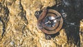 Vintage Compass On Stone Rock