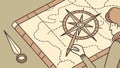 Vintage compass on treasure map, classic adventure guide, vector design Generative AI Royalty Free Stock Photo