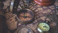 Vintage Compass, Watch Pendant And Telescope Royalty Free Stock Photo