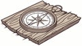Vintage Compass on Wooden Plank, Navigation, Direction, Exploration, vector design Generative AI Royalty Free Stock Photo