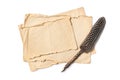 Vintage composition with mock up of old paper sheets and quill pen Royalty Free Stock Photo