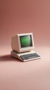 Vintage computer with glowing screen showing green code Royalty Free Stock Photo
