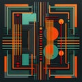 Abstract Geometric Vector Graphic Design In Red, Orange, And Blue