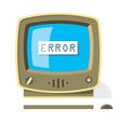 Vintage computer monitor with Error message on scr Royalty Free Stock Photo