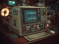 Vintage Computer Setup with Graph Display and Retro Aesthetic Royalty Free Stock Photo
