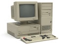 Vintage computer system isolated on white background Royalty Free Stock Photo