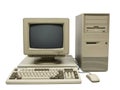 Vintage computer system isolated on white background Royalty Free Stock Photo