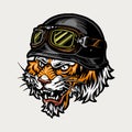 Vintage concept of angry biker tiger head Royalty Free Stock Photo
